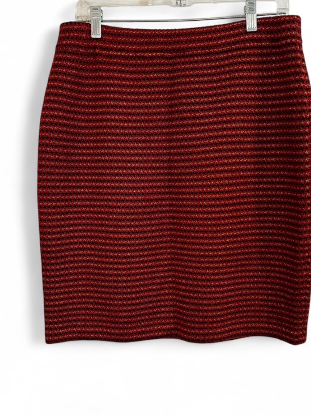St. John Textured Wine and Black Knit Pencil Skirt